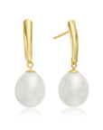 14k Yellow Gold Freshwater Pearl Dangle Earrings With Butterfly Pushbacks