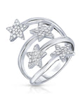 CZ Sparkle Stars Wrap Spiral Ring in Sterling Silver