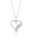 CZ Heart Charm Necklace in Sterling Silver
