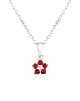CZ Small Birthstone Flower Charm Necklace in Sterling Silver