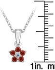 CZ Small Birthstone Flower Charm Necklace in Sterling Silver