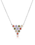 CZ Triangle Multi Color Necklace, Adjustable in Sterling Silver