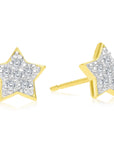14k Yellow Gold Diamond Star Stud Earrings 0.10ct