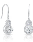CZ Royal Charm Necklace and Earrings Set, Bridal Wedding Jewelry in Sterling Silver