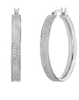 Glitter Finish Hoop Earrings in Sterling Silver