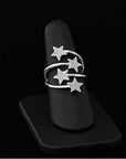 CZ Sparkle Stars Wrap Spiral Ring in Sterling Silver