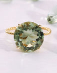 14k Yellow Gold 5 Carat Green Amethyst Gemstone Ring, "Ms. Luscious"