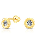 Solid 10k Yellow Gold Tiny Bezel Set Cubic Zirconia Stud Earrings