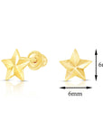 10k Yellow Gold Tiny Cute Diamond-cut Star Stud Earrings with Secure Screw-Backs