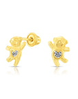 10k Yellow Gold Dancing Bear Stud Earrings