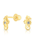 10k Yellow Gold Tiny Seahorse Stud Earrings