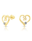 10k Yellow Gold 14th Birthday Heart Stud Earrings