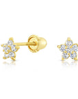 10k Yellow Gold Tiny Flower Stud Earrings