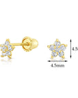 10k Yellow Gold Tiny Flower Stud Earrings