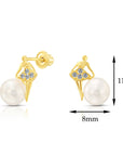 10k Yellow Gold Ballerina with Pearl Stud Earrings