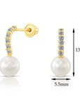 10k Yellow Gold Pearl Drop Stud Earrings