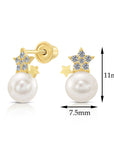 10k Yellow Gold Star and Pearl Stud Earrings