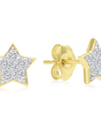 14k Yellow Gold Diamond Star Stud Earrings 0.10ct