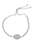 CZ Evil Eye Bracelet, Adjustable in Sterling Silver