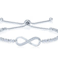 Sterling Silver Simulated Diamond Infinity Bracelet, Adjustable 6-9 inches