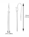 Rectangular Bar Dangle Earrings in Sterling Silver