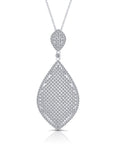 CZ Royal Teardrop Charm Necklace, Bridal Style in Sterling Silver