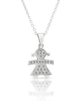CZ Baby Girl, New Mom Charm Necklace in Sterling Silver