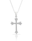 CZ Miracle Cross Charm Necklace in Sterling Silver