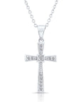 CZ Cross Charm Necklace in Sterling Silver