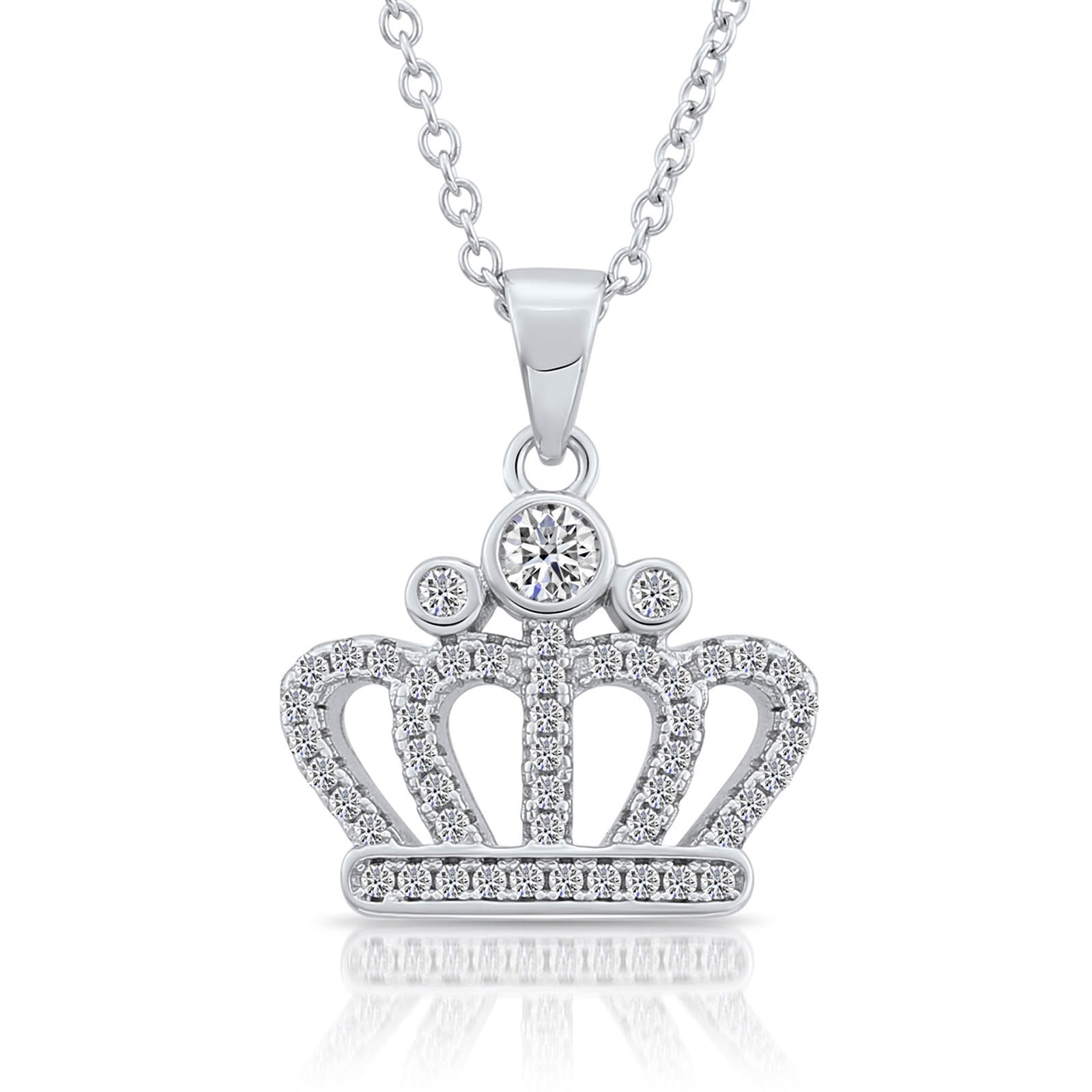 Royal Crown Charm Necklace with Cz in Sterling Silver – Tilo Jewelry®