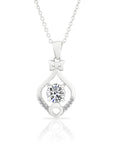 CZ Solitaire Bow Charm Necklace in Sterling Silver