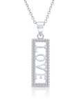 CZ LOVE Charm Necklace in Sterling Silver