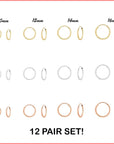Set of 12! Endless Hoop Earrings in