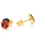 14k Yellow Gold Small Ladybug Stud Earrings