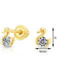 10k Yellow Gold Tiny Duck Stud Earrings