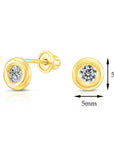 Solid 10k Yellow Gold Tiny Bezel Set Cubic Zirconia Stud Earrings