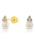 10k Yellow Gold Tiny Pearl Stud Earrings