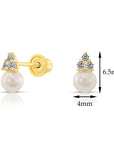 10k Yellow Gold Tiny Pearl Stud Earrings