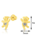 10k Yellow Gold Dancing Bear Stud Earrings