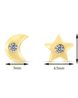 10k Yellow Gold Star and Moon Stud Earrings