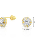 10k Yellow Gold Round Halo Stud Earrings