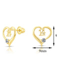 10k Yellow Gold 14th Birthday Heart Stud Earrings