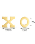 10k Yellow Gold XO Stud Earrings, Hugs and Kisses
