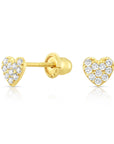 10k Yellow Gold Pave Heart Stud Earrings