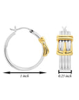 Fancy Two-tone Buckle Style Hoop Earrings in Sterling Silver