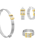 Fancy Two-tone Hinged Buckle Style Set in Sterling Silver