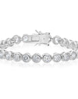 Sterling Silver Classic Bezel Set Simulated Diamond Tennis Bracelet, 7 inch