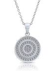 CZ Round Halo Charm Necklace, 1038 in Sterling Silver