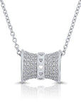 CZ Love Barrel Charm Necklace in Sterling Silver