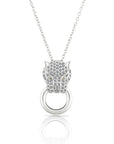 CZ Cheetah Charm Necklace, Panther in Sterling Silver